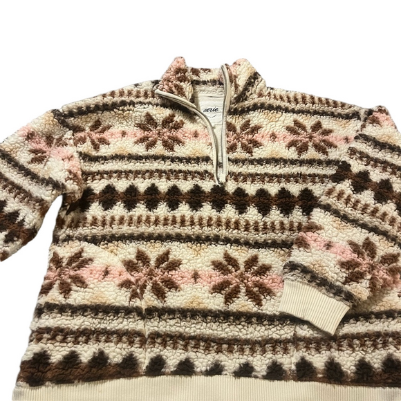 aerie Sweaters - Aerie Women's Zip Up Sweater in Brown, Cream, and Pink